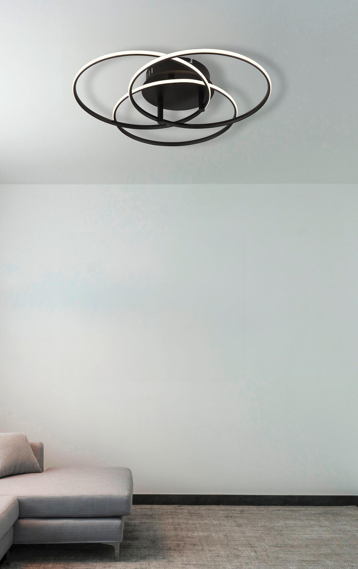 LED-Deckenleuchte Kombos Schwarz Weiß D: 45,6 cm - Schwarz/Weiß, Design, Kunststoff/Metall (45,6/9,4cm) - Globo