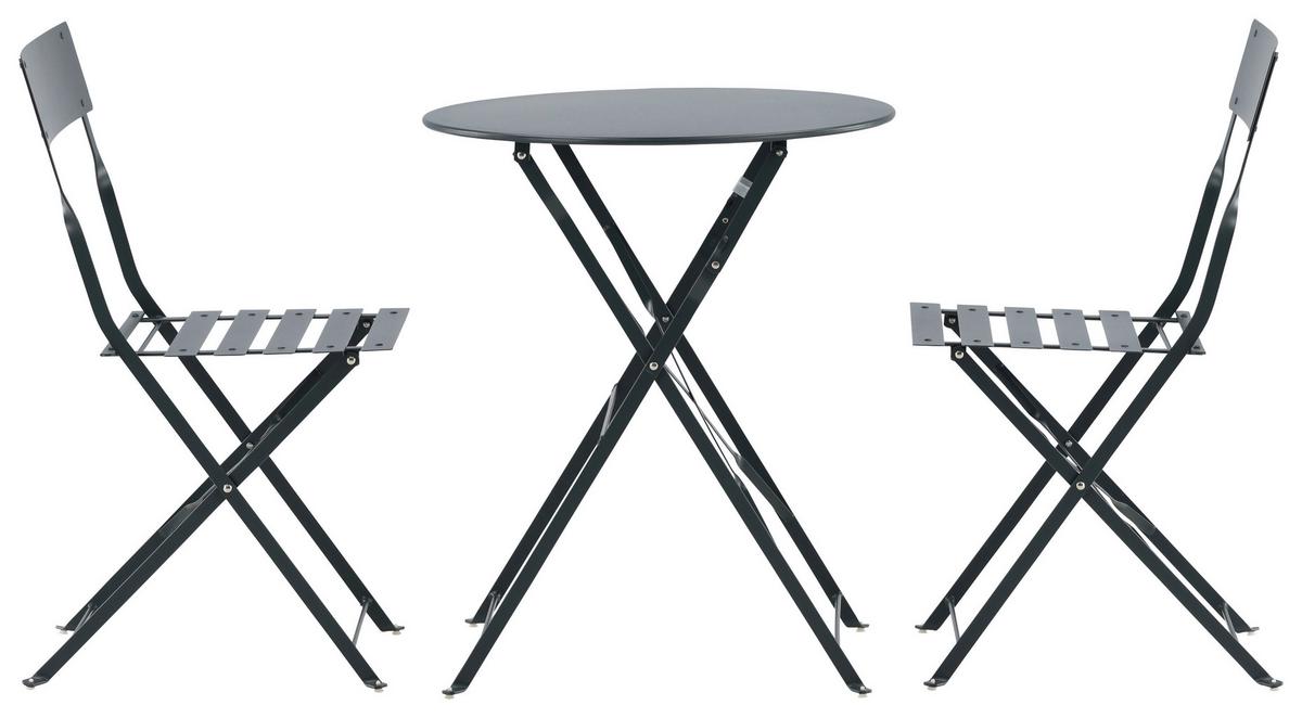 Balkonset 3-tlg. Marseille Aus Stahl - Dunkelgrau, KONVENTIONELL, Metall - Gardenson