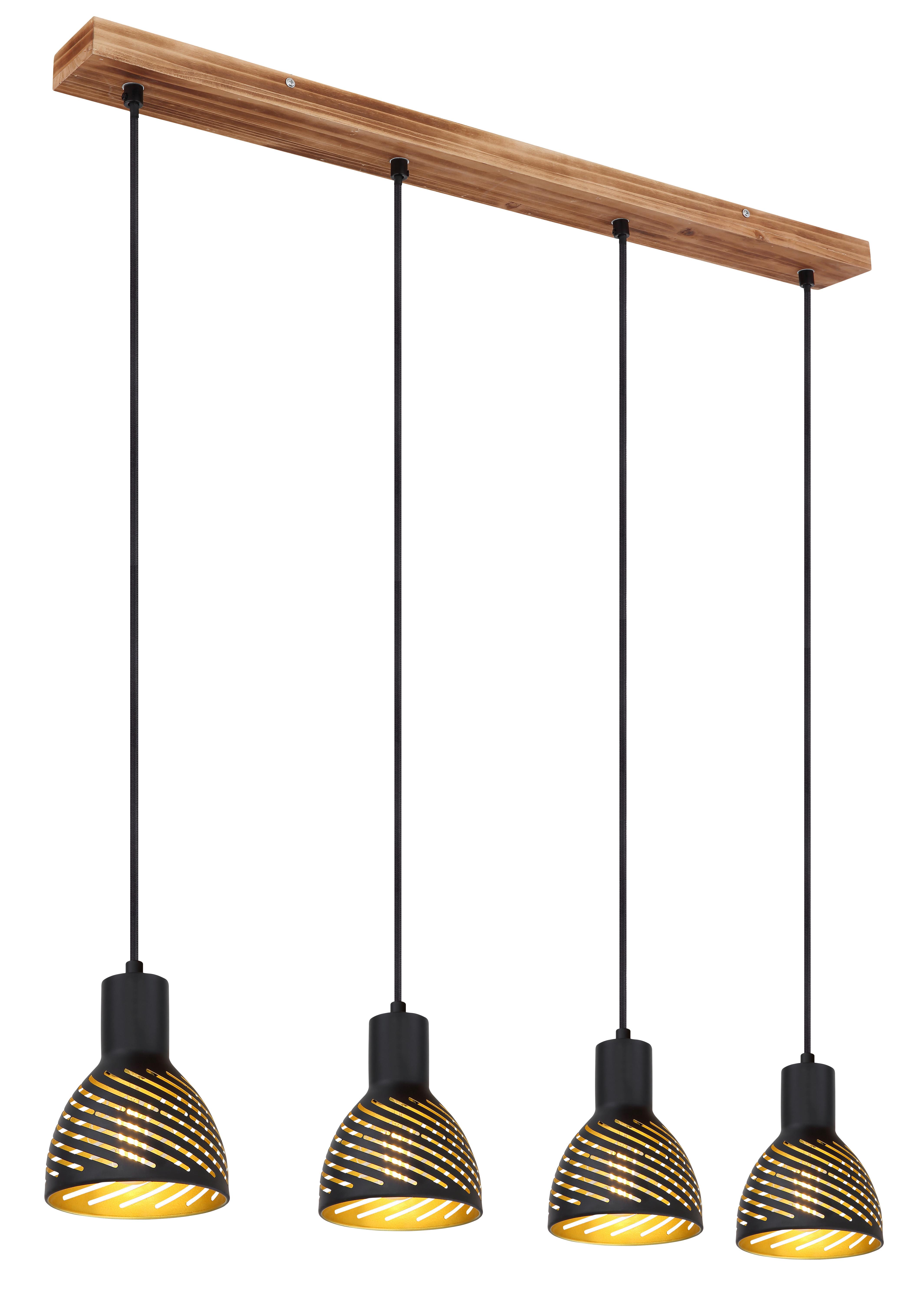 Hängeleuchte H: 120 cm 4-Flammig, Schwarz/Goldfarben - Goldfarben/Schwarz, Basics, Metall (90/12,5/120cm) - Globo