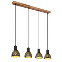 Hängeleuchte H: 120 cm 4-Flammig, Schwarz/Goldfarben - Goldfarben/Schwarz, Basics, Metall (90/12,5/120cm) - Globo