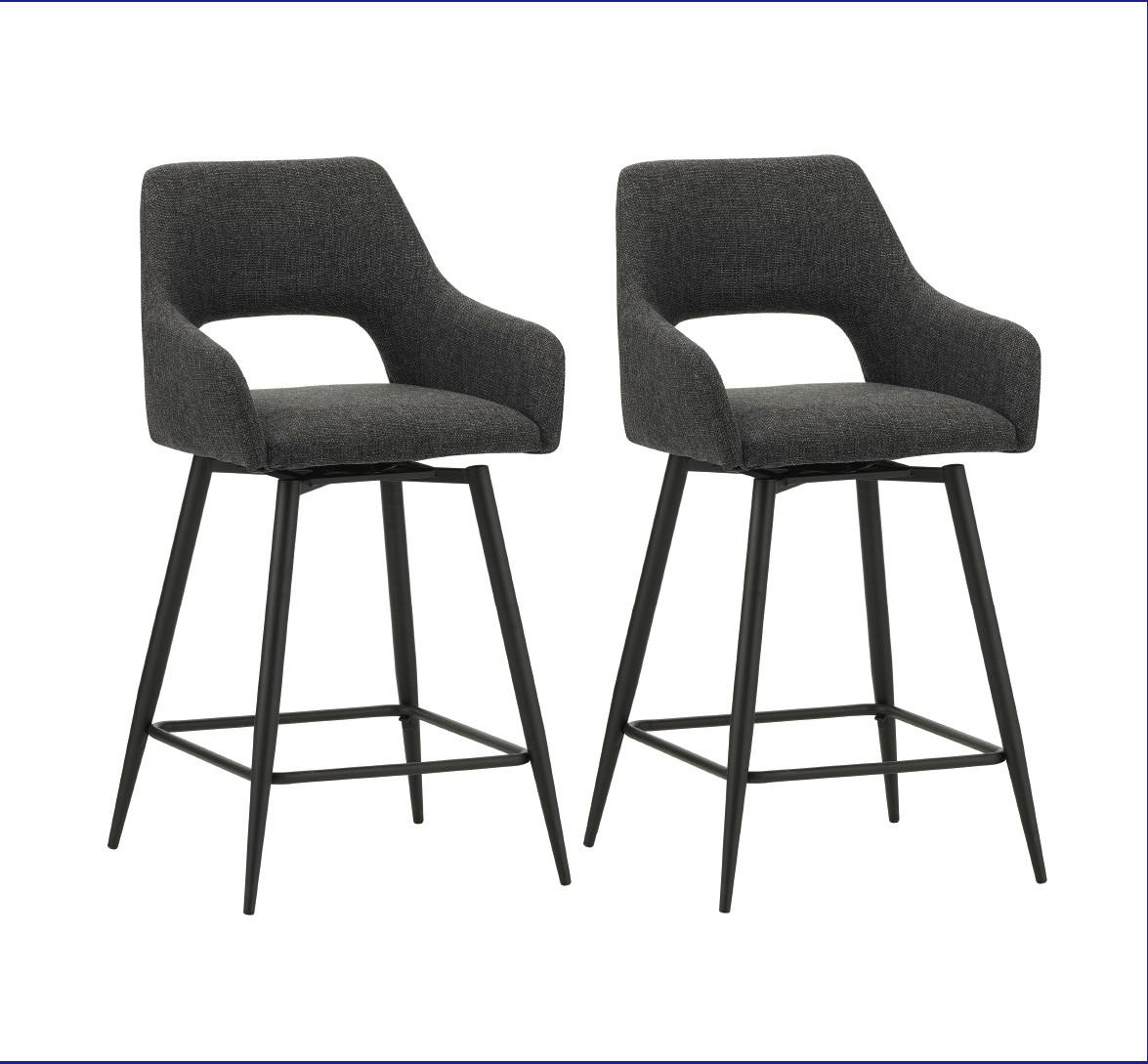 Barhocker-Set Amiens Schwarz, B: 51,5 cm - Schwarz, MODERN, Textil/Metall (51,5/97/54cm) - MID.YOU