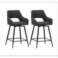 Barhocker-set Amiens Schwarz, B: 51,5 Cm - Schwarz, MODERN, Textil/Metall (51,5/97/54cm) - MID.YOU