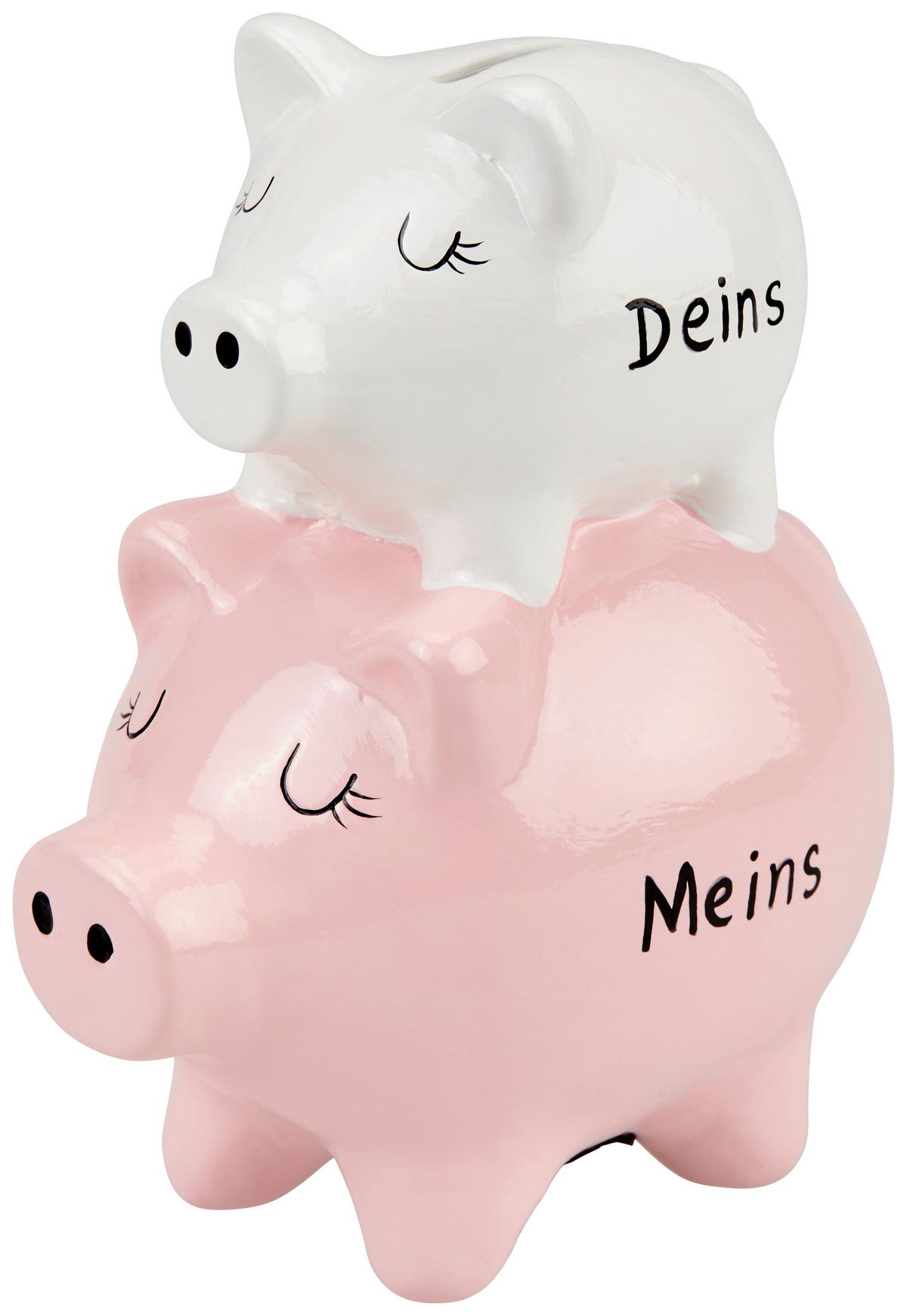 Spardose Aloisia - Rosa/Weiß, KONVENTIONELL, Keramik (12/8,7/15,9cm) - Luca Bessoni