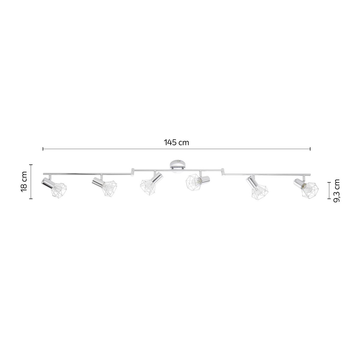 Bodové svetlo Klausi 145cm, 6x40 Watt - Modern, kov (145/15/18cm) - Mömax
