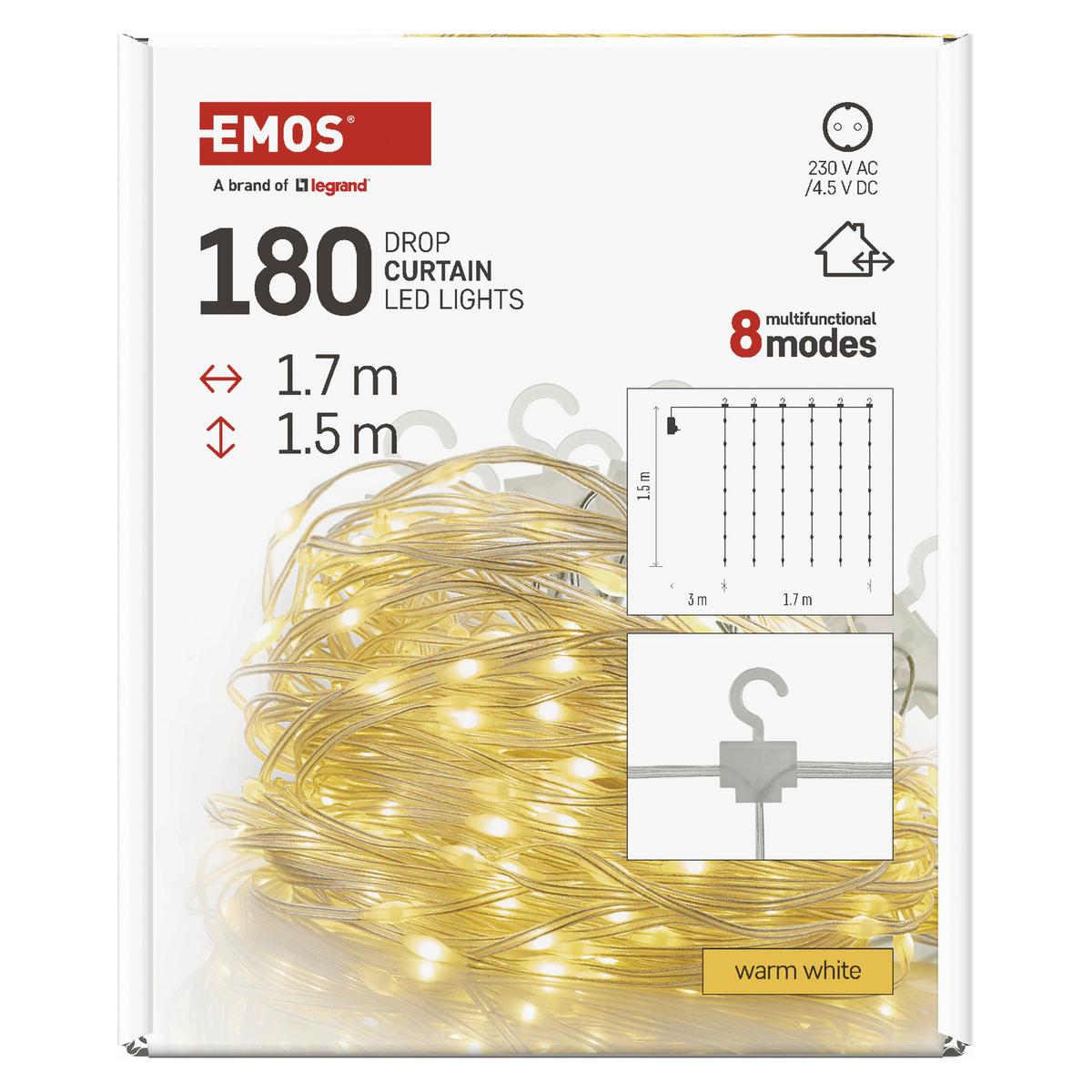 Led Karácsonyi Drop Fényfüzér Kb. 1,7/1,5m - áttetsző, Basics, műanyag (1,7/1,5cm)