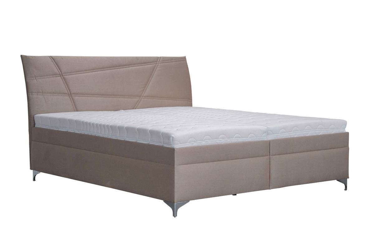 Čalouněná postel LAUREN 180x200, béžová koženka - bílá/barvy chromu, Konvenční, dřevo/textil (180/200cm)