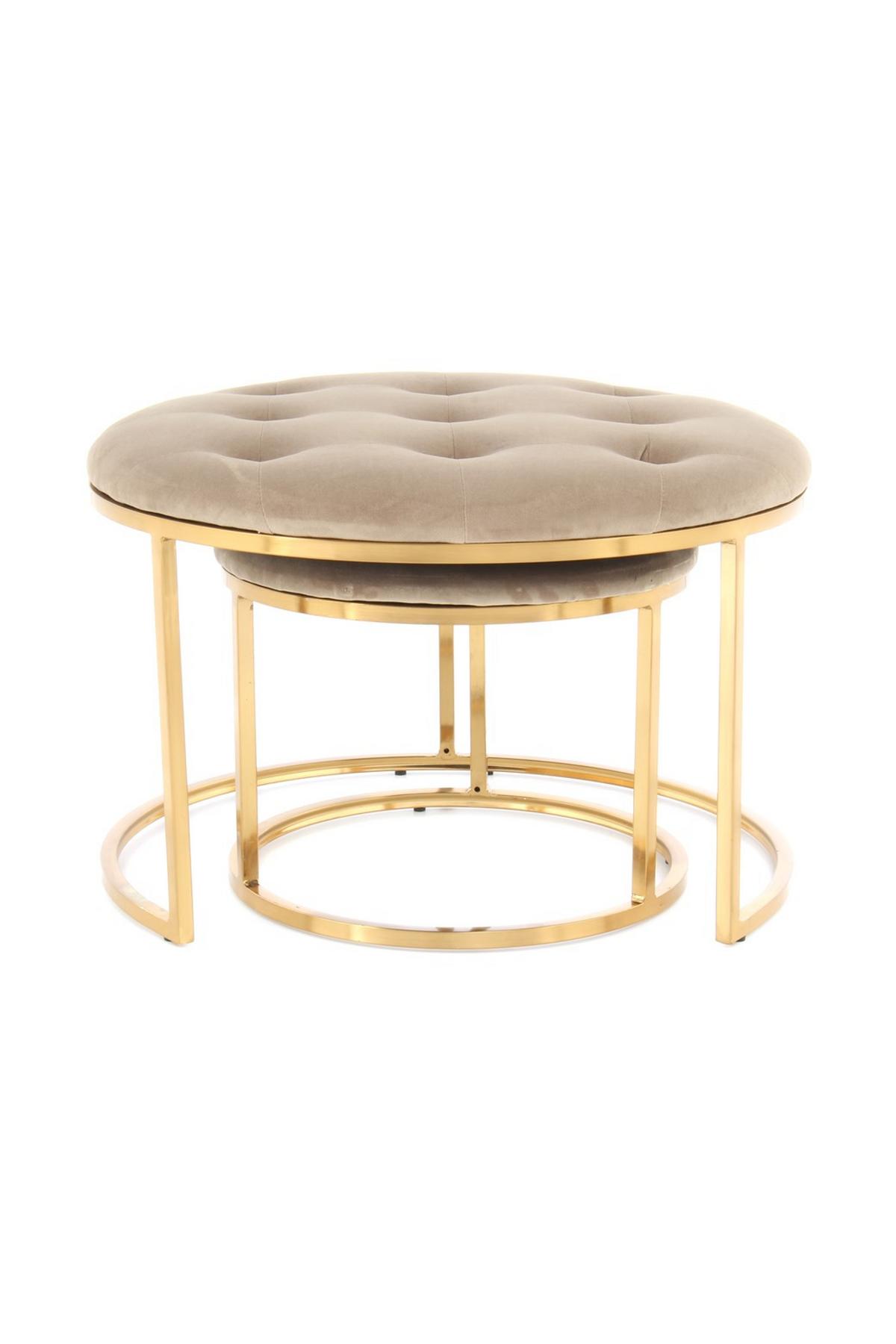 Hockerset Becky Taupe/Goldfarben D: 40 cm - Taupe/Goldfarben, Design, Textil/Metall (40-60/32-41cm) - Kayoom