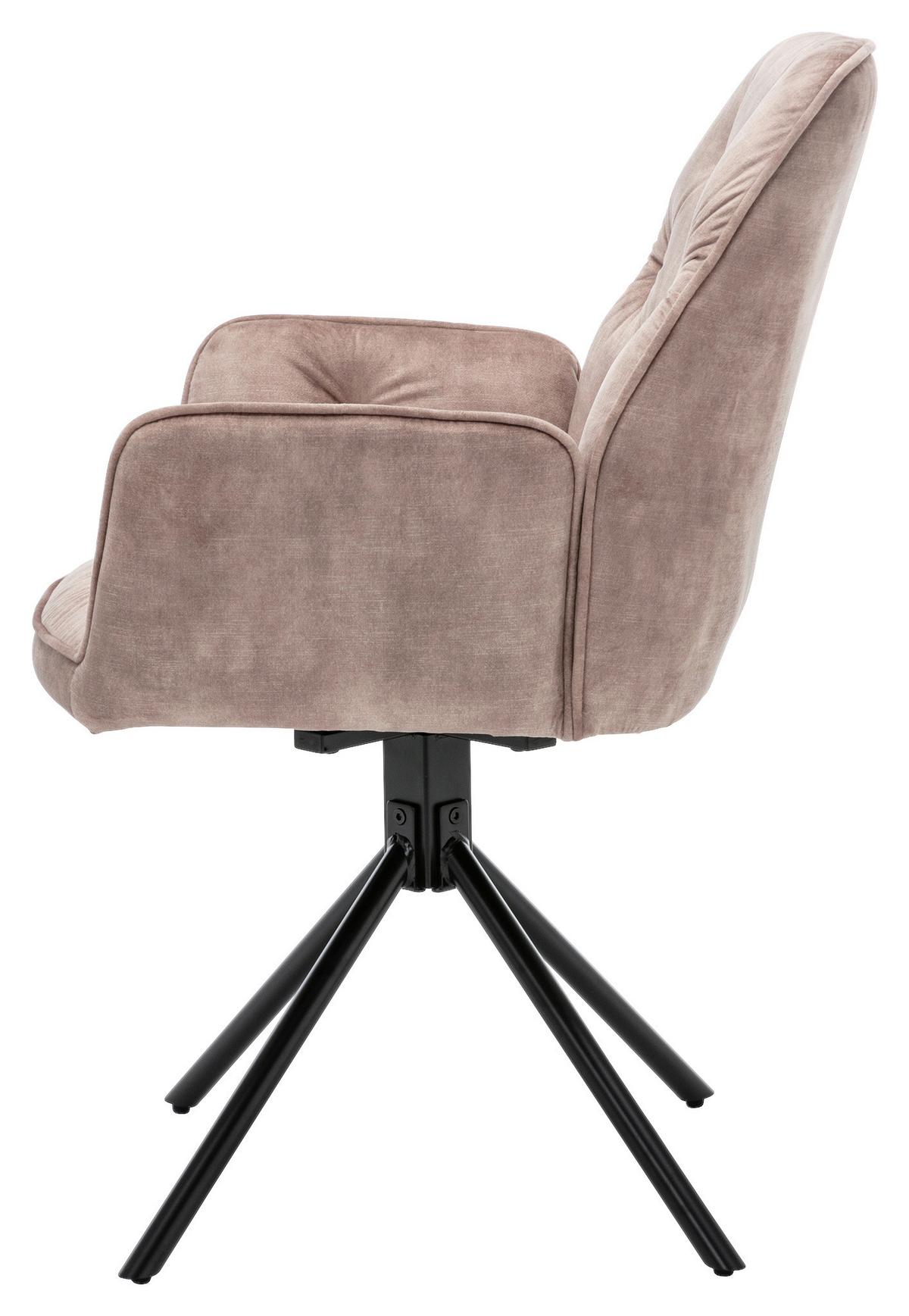 Esszimmerstuhl Sarina Beige/ Schwarz Gepolstert 2-Er Set - Beige/Schwarz, Basics, Textil/Metall (59,9/89/62cm) - MID.YOU