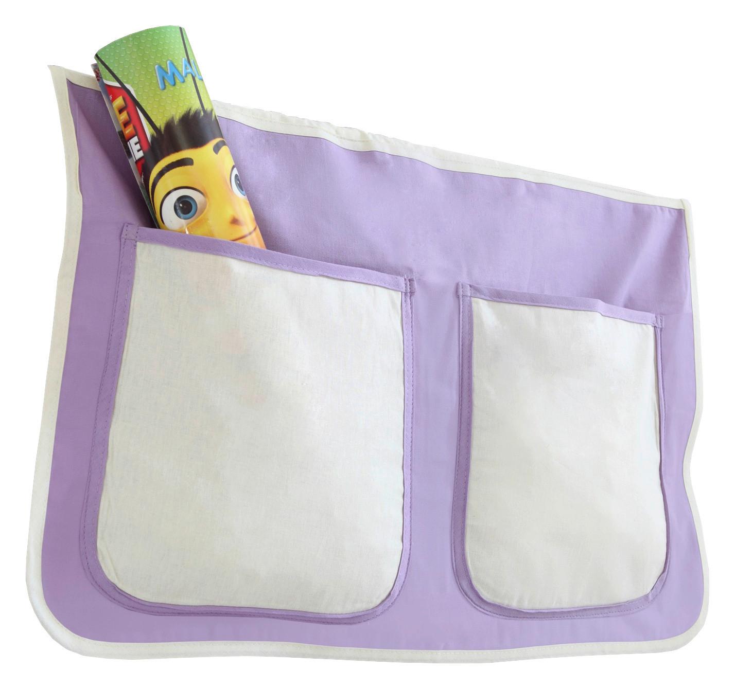 Betttasche aus Biobaumwolle m. 2 Fächern, lila/Beige
