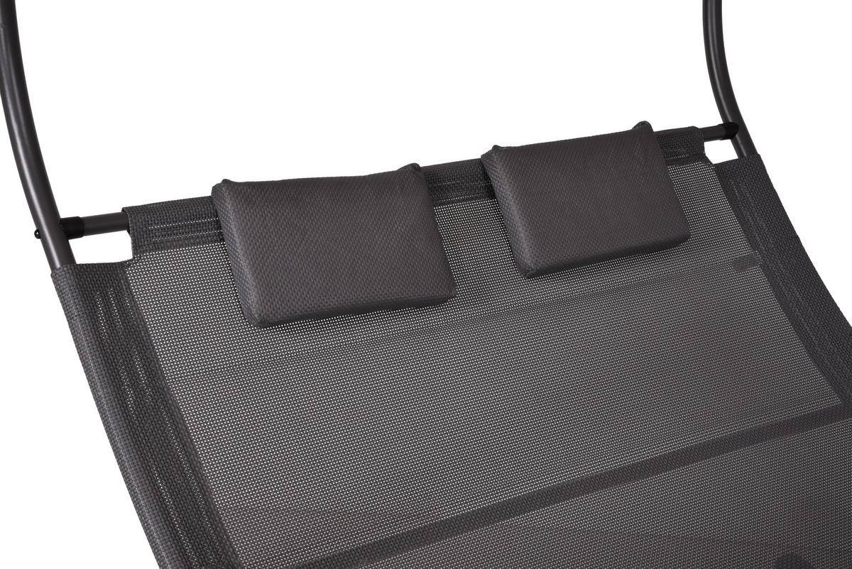 Gartenliege Serifos - Anthrazit/Creme, Basics, Kunststoff/Metall (138/160/200cm) - Gardenson