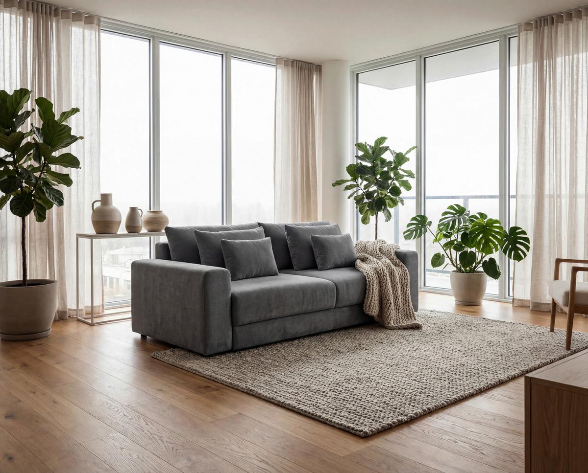 Megasofa Mega mit Bettkasten Chenille Anthrazit, B: 255cm - Anthrazit/Schwarz, Trend, Textil (255/94/126cm) - Luca Bessoni