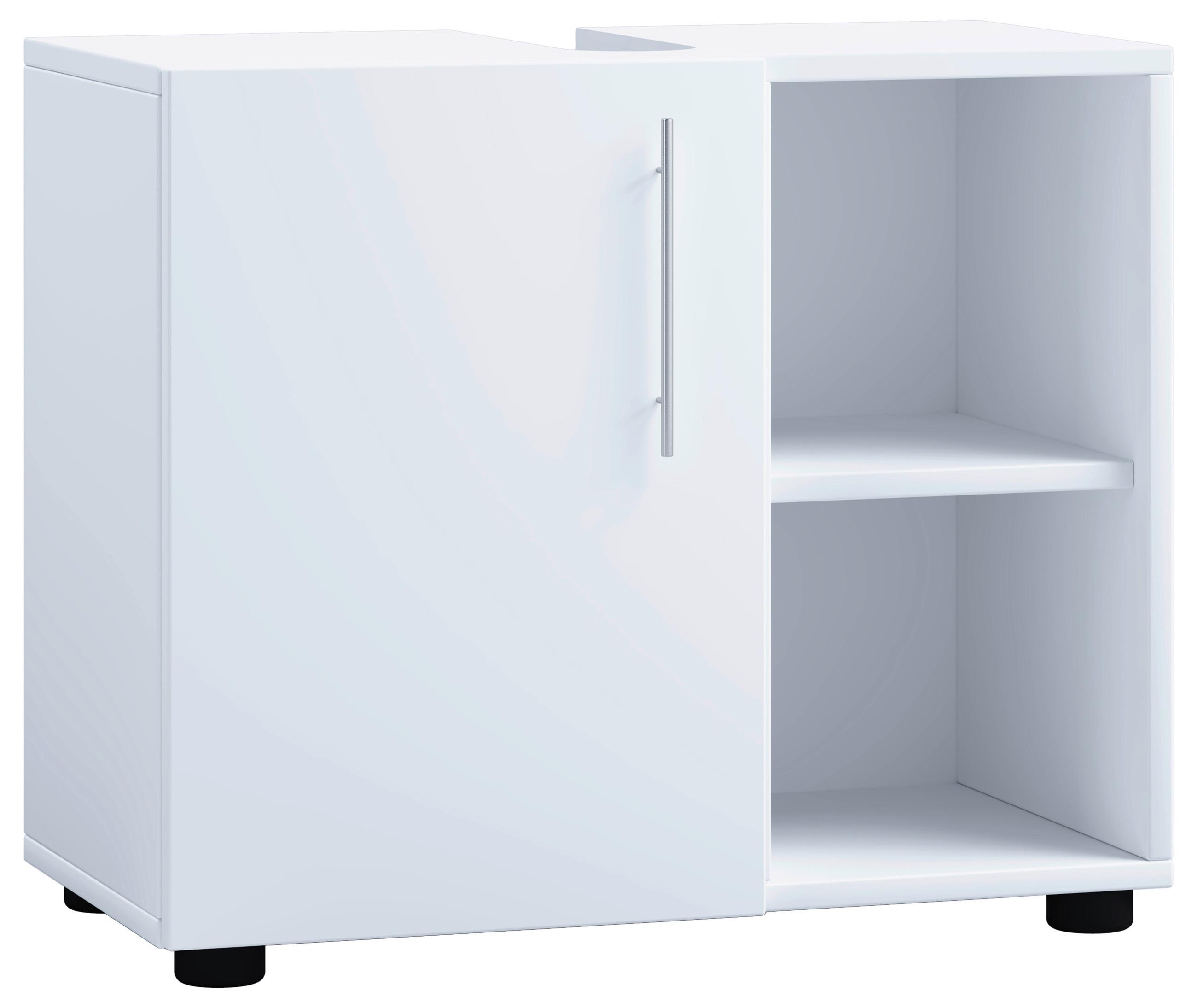 Waschbeckenunterschrank Flandu IIi B: 60,2 cm, Weiß - Schwarz/Weiß, MODERN, Holzwerkstoff (60,2/50,7/29,6cm) - MID.YOU