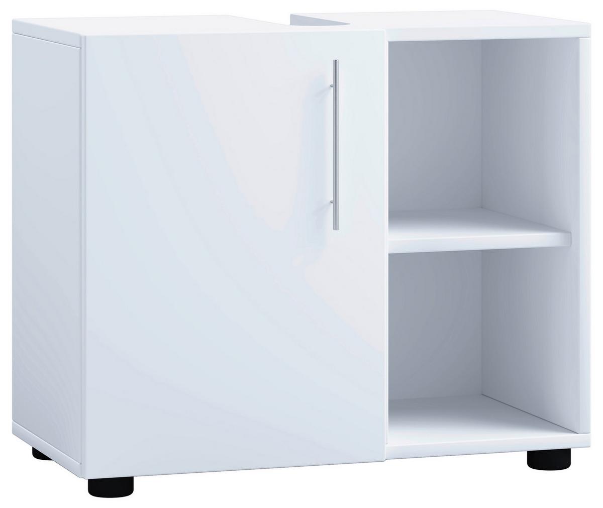 Waschbeckenunterschrank Flandu Iii B: 60,2 Cm, Weiß - Schwarz/Weiß, MODERN, Holzwerkstoff (60,2/50,7/29,6cm) - MID.YOU