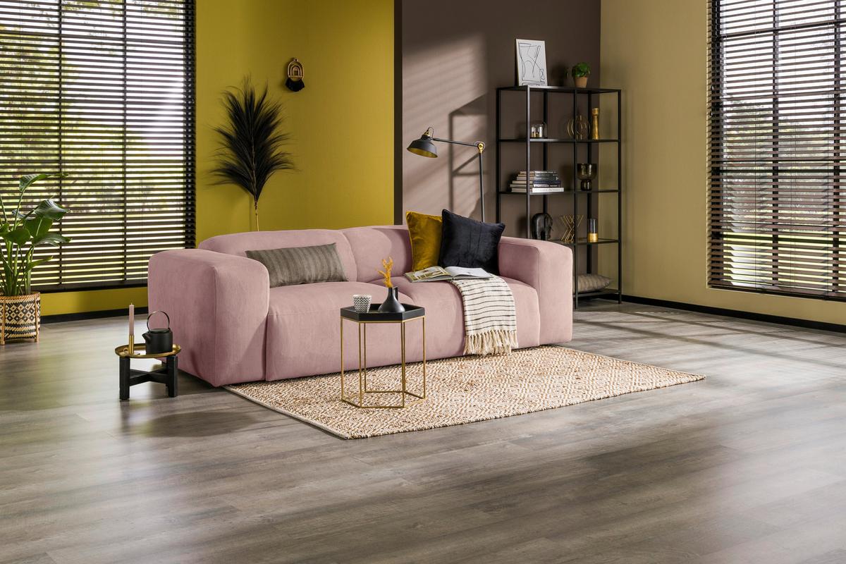 3-Sitzer-Sofa Hannah Rosa B: 247 cm - Schwarz/Rosa, Design, Textil (247/75/104cm) - MID.YOU