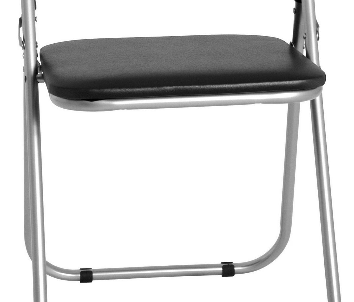 Klappstuhl Shake Stahl, Lederlook - Schwarz, MODERN, Kunststoff/Metall (44/80/47cm)