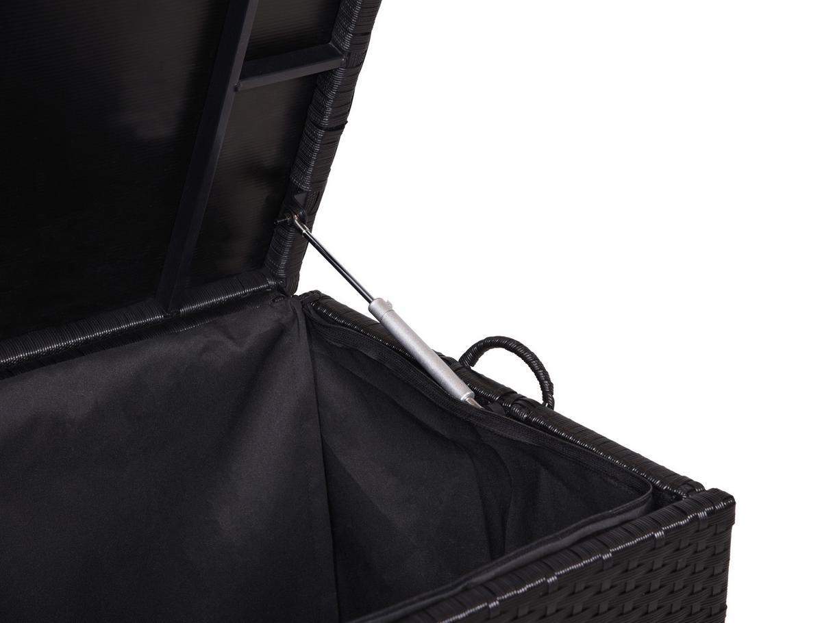 Kissenbox Patras - Schwarz, Basics, Kunststoff/Metall (50/60/120cm) - Gardenson
