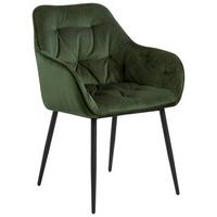 Židle s područkami BROOKE zelená samet - černá/zelená, Trend, kov/textil (58/83/55cm) - Livetastic