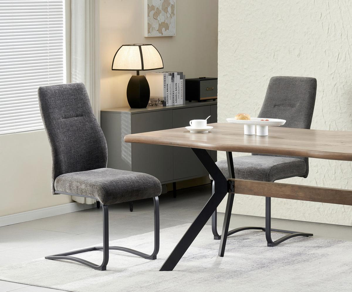 Schwingstuhl-Set Tina Anthrazit B: 43 cm - Anthrazit/Schwarz, MODERN, Textil/Metall (43/98/59cm) - MID.YOU