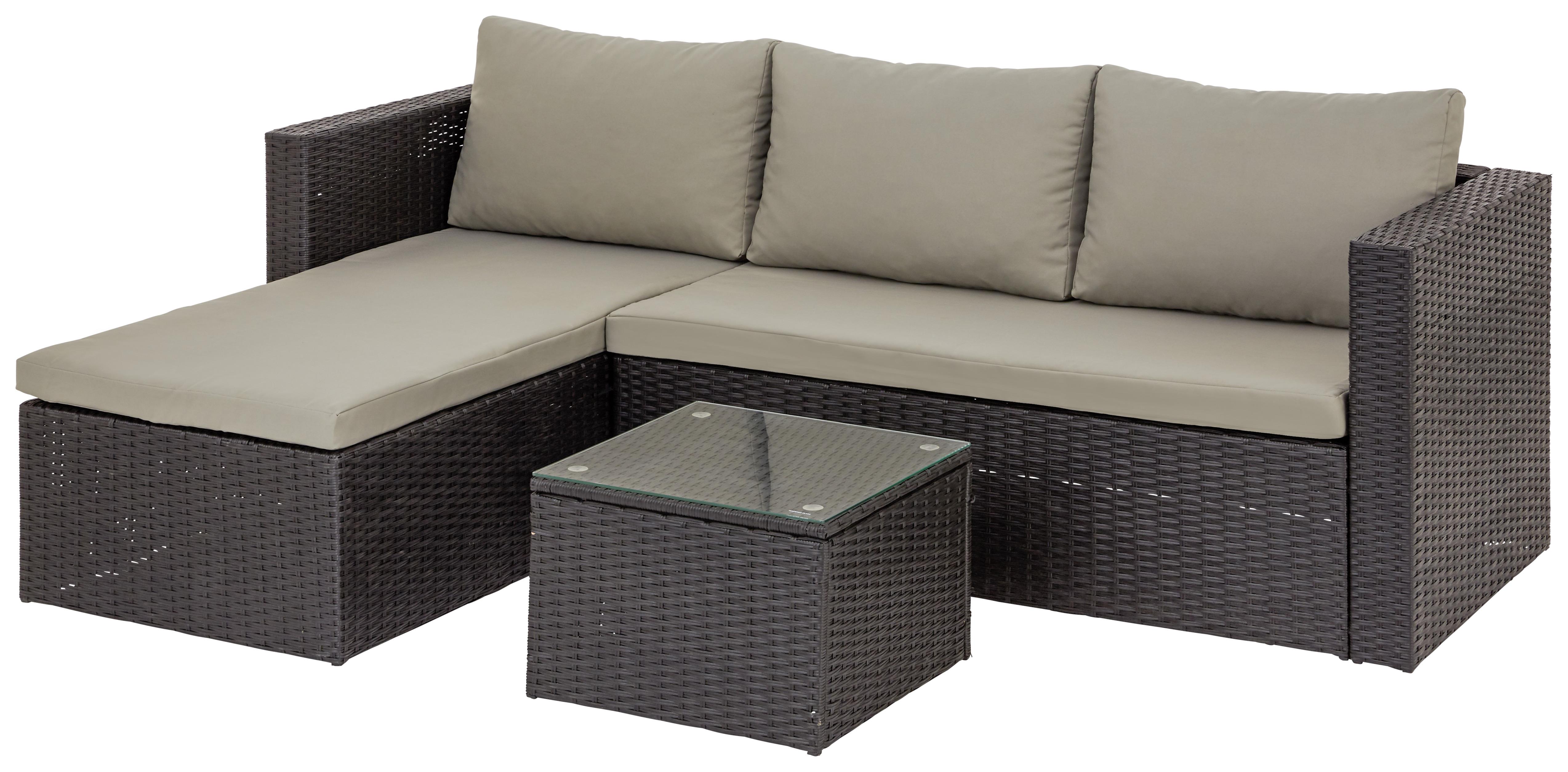 Lounge-garnitúra Sky - Krém/Fekete, modern, Műanyag/Üveg (144cm) - Ondega