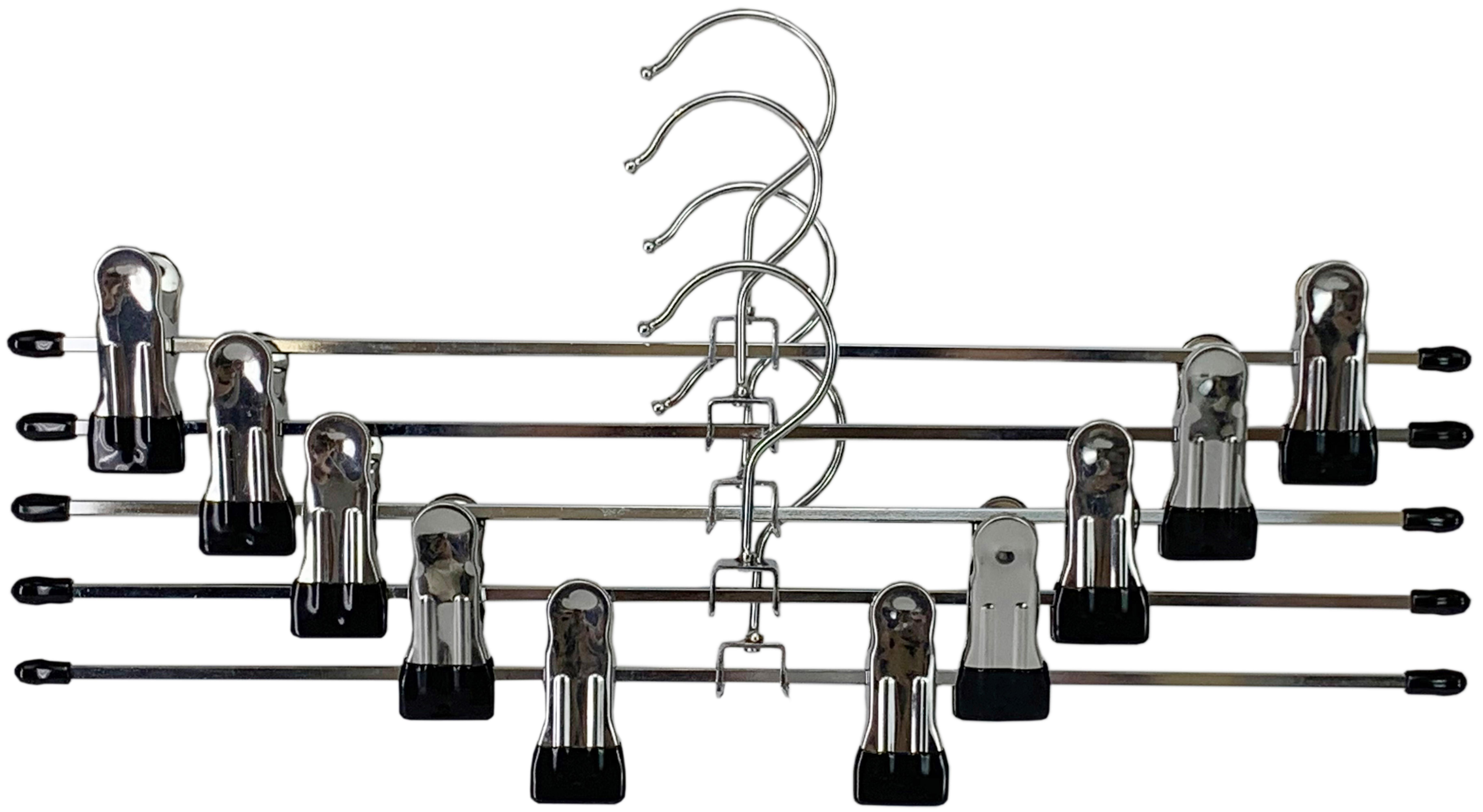 Hosenbügel Oskar 5er-Set - Silberfarben/Schwarz, KONVENTIONELL, Kunststoff/Metall (35/2,1/11cm) - Homezone