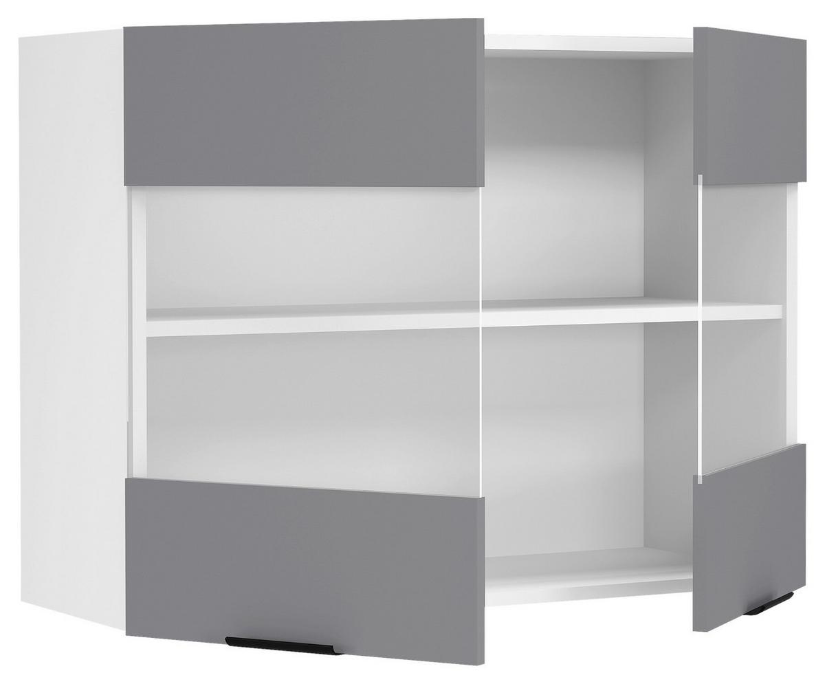 Küchenoberschrank Fasola Anthrazit/Weiß B: 80 cm - Anthrazit/Weiß, Trend, Glas/Holzwerkstoff (80/60/31cm) - MID.YOU