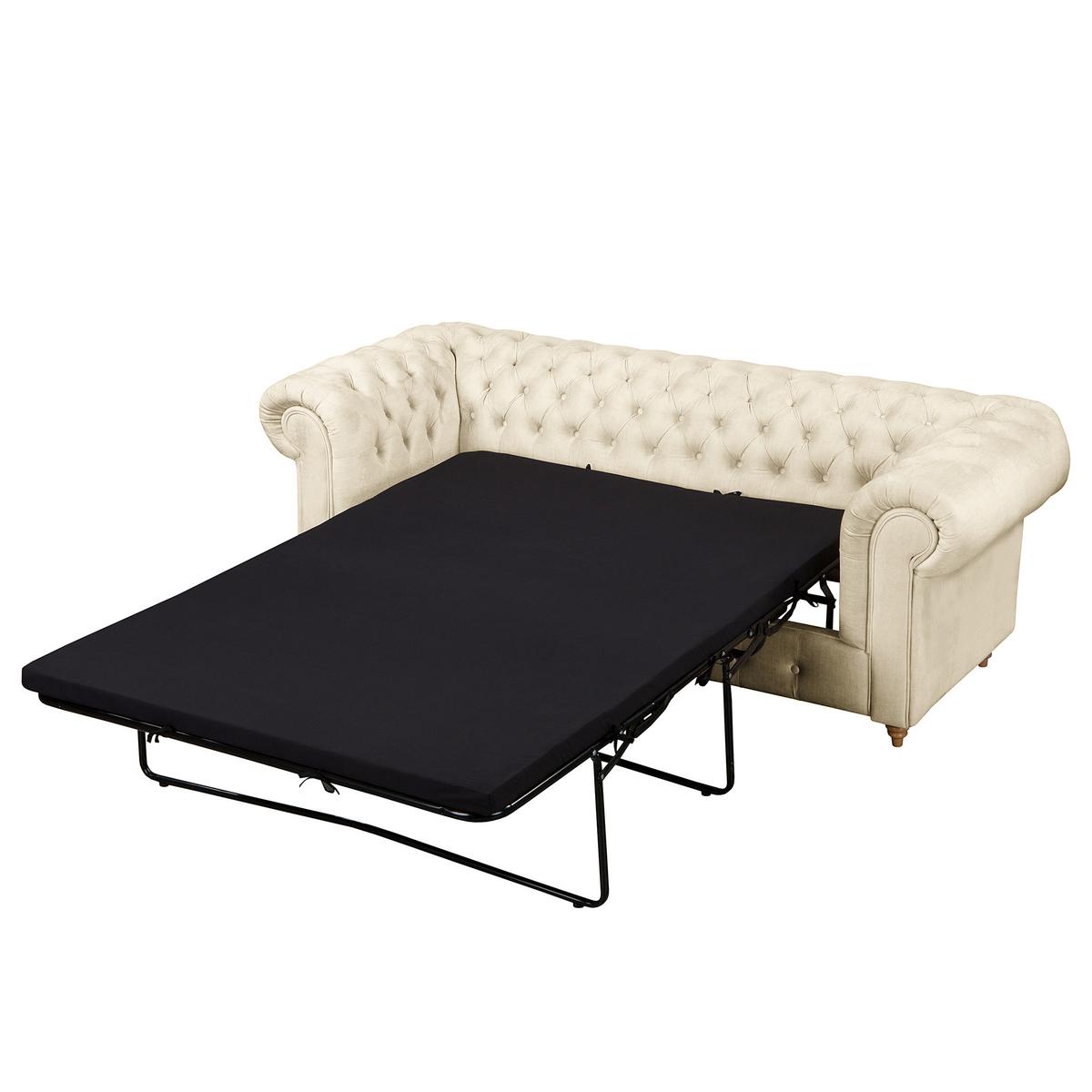 Schlafsofa Laura Creme, B: 218cm - Creme/Braun, Design, Textil (218/74/91cm) - P & B