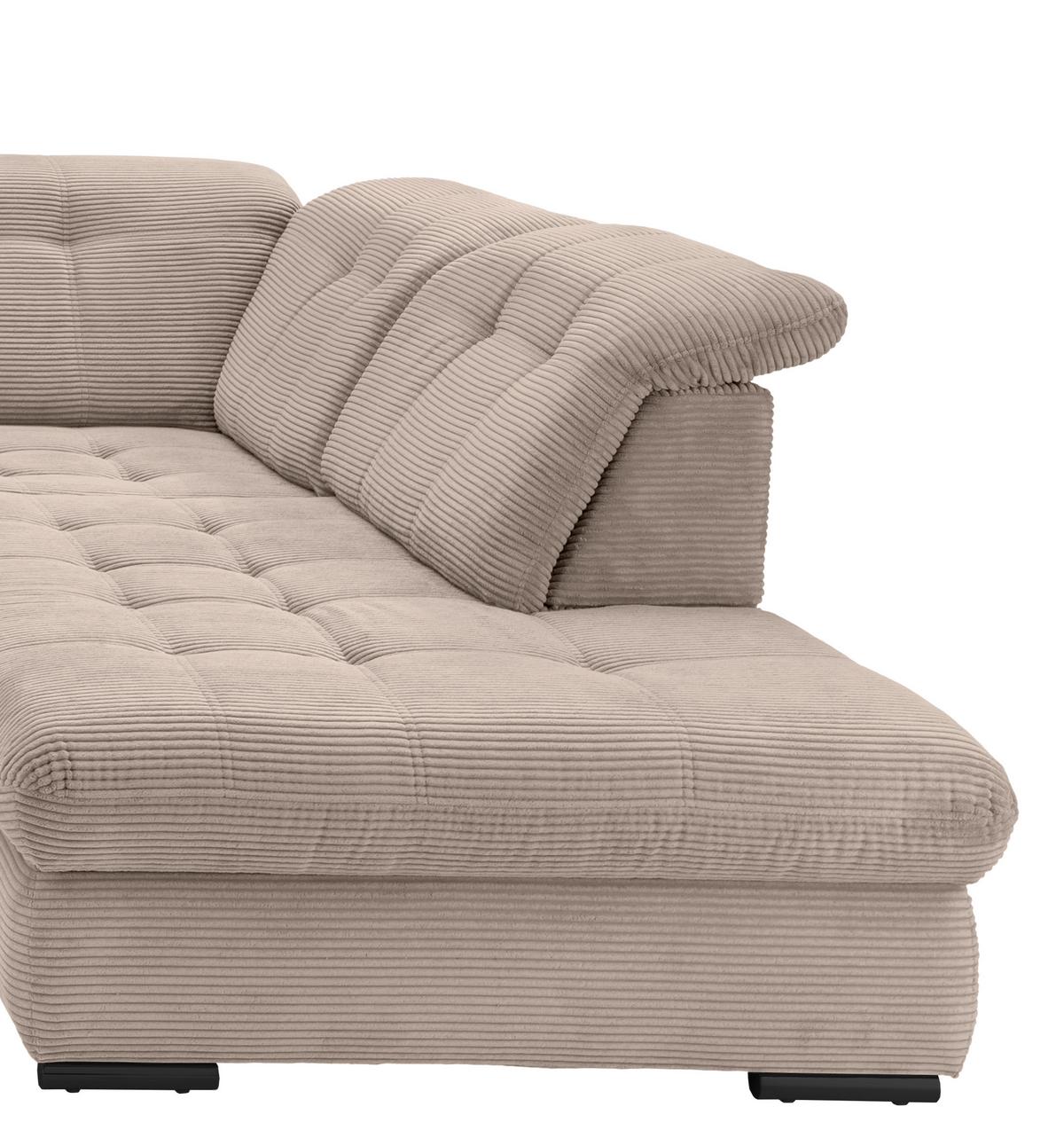 Wohnlandschaft Mit Bettkasten Rigatti Beige B: 387 Cm - Beige/Schwarz, MODERN, Textil (184/387/252cm) - Livetastic