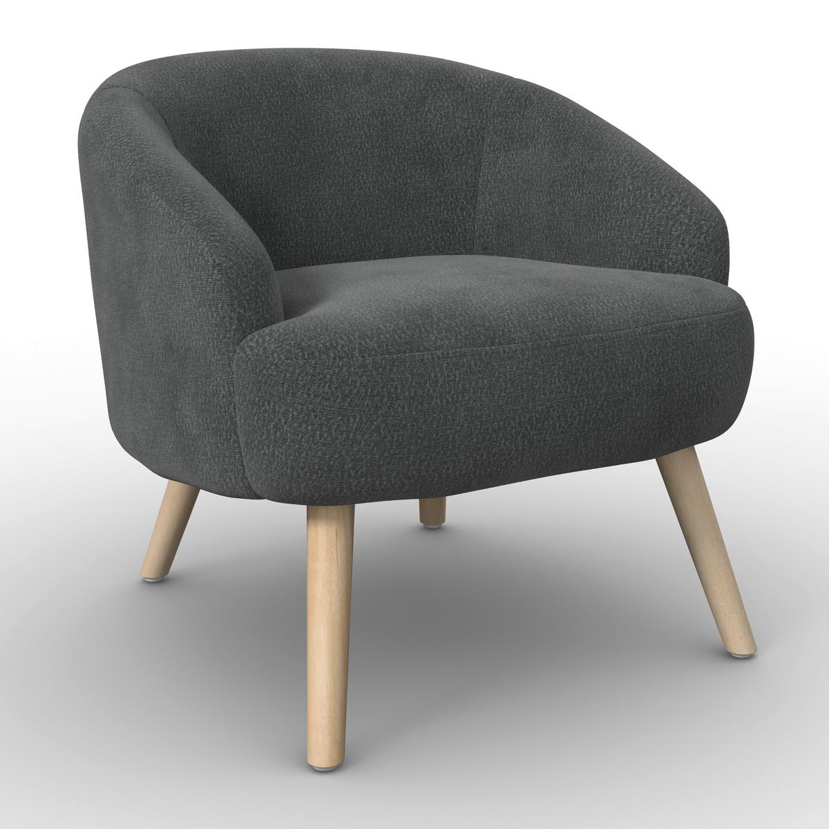 Relaxační křeslo SONJA, černá žinylka, max.140 kg - černá/přírodní barvy, Moderní, dřevo/textil (71/69/68cm) - Bessagi Home