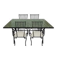 Gartenset Leonie Dk'grün - Dunkelgrün/Schwarz, LIFESTYLE, Keramik/Metall (140/80/75cm) - Ambia Garden