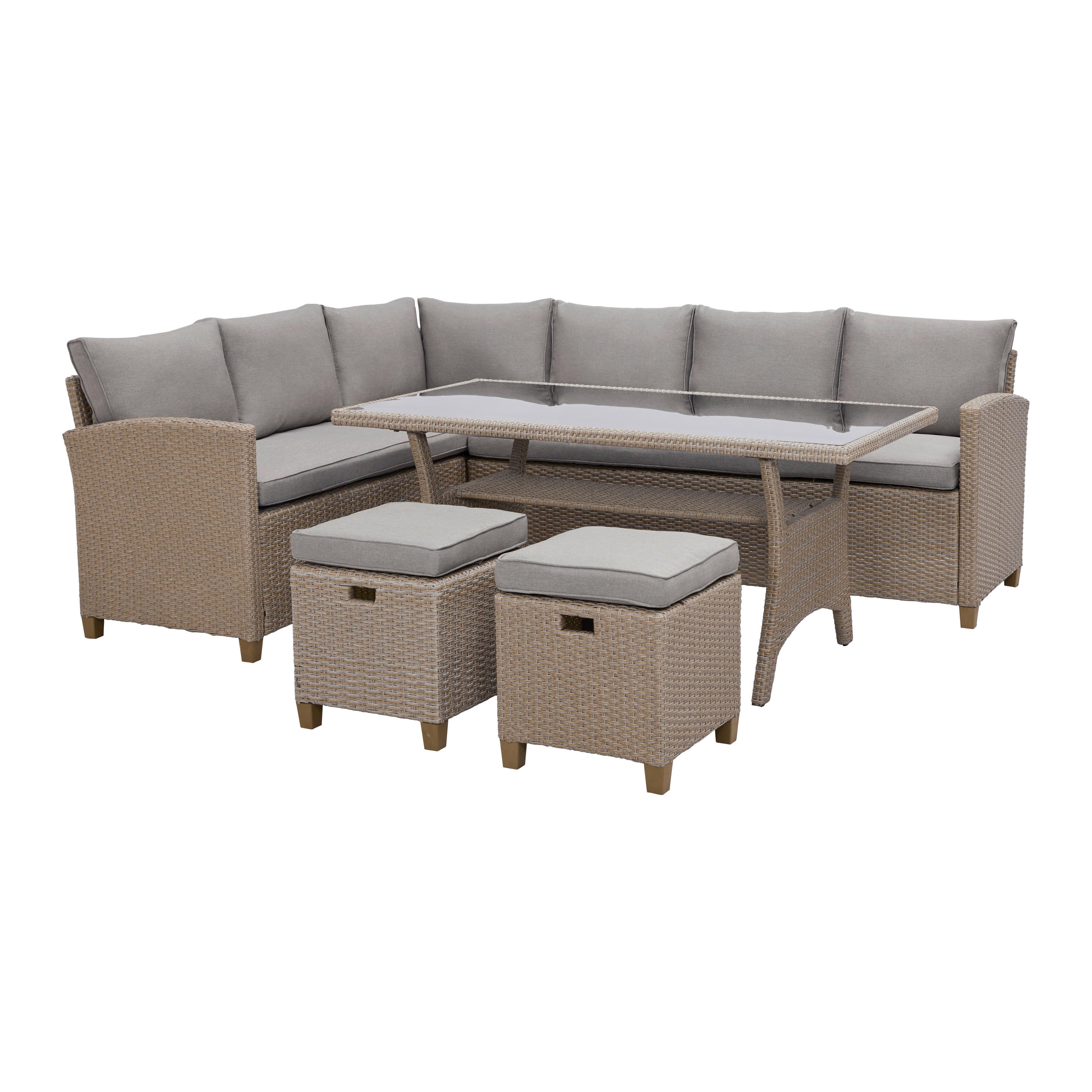 TERASOVÁ SEDACÍ SOUPRAVA Liow - černá/hnědá, kov/textil (175/235cm) - Modern Living