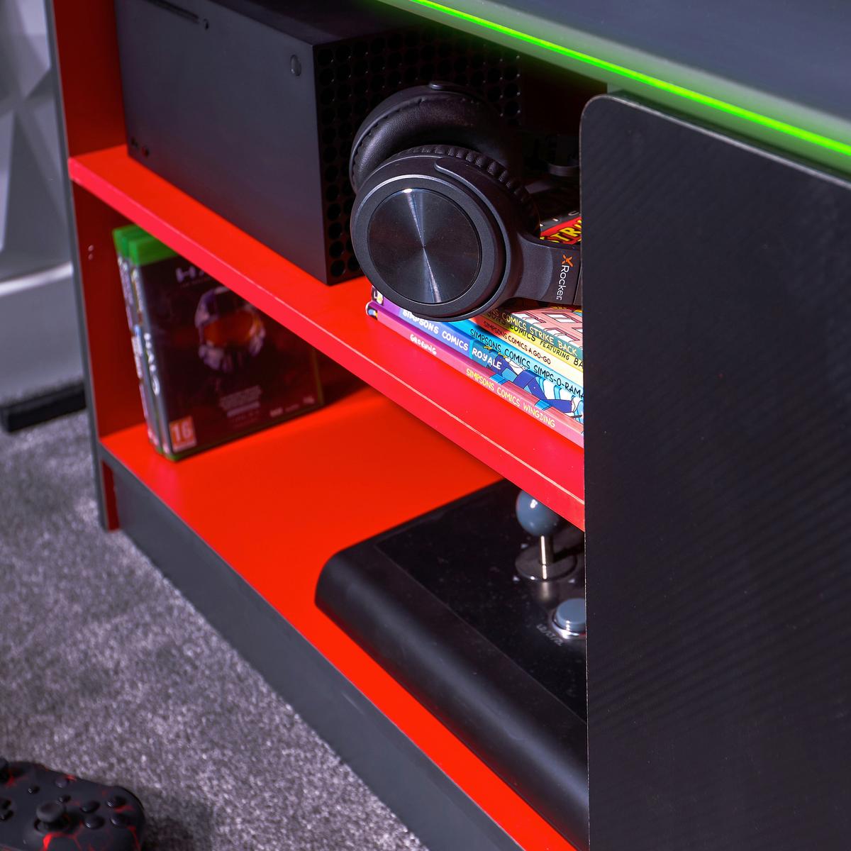 TV-Lowboard Carbon-Tek B: 160 Schwarz, Rot - Rot/Schwarz, MODERN, Holzwerkstoff (101,3/55,1/36,3cm) - X Rocker