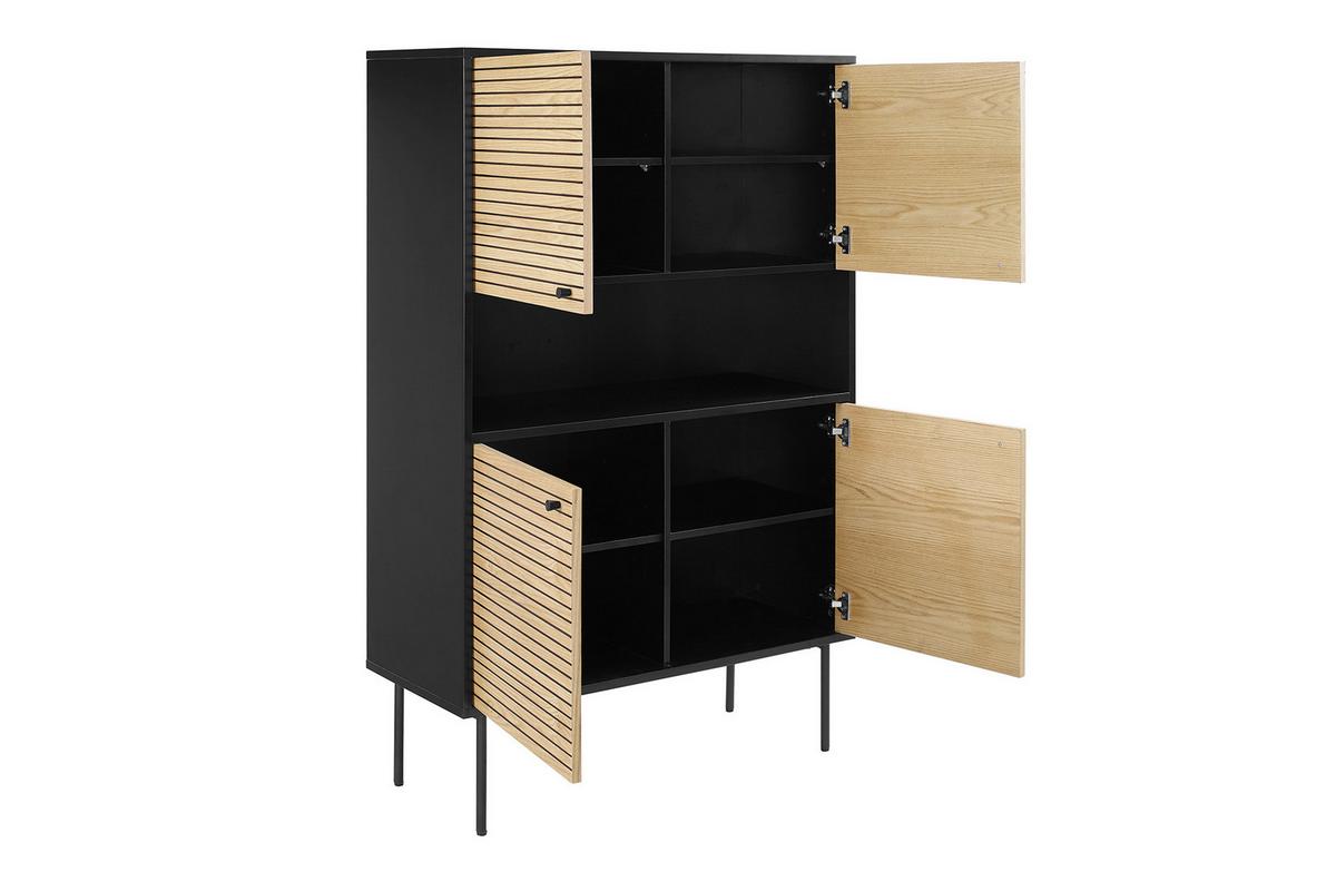 Highboard Schwarz, Eichefarben B: 100cm - Eichefarben/Schwarz, Design, Holz/Holzwerkstoff (100/155/40cm) - Livetastic