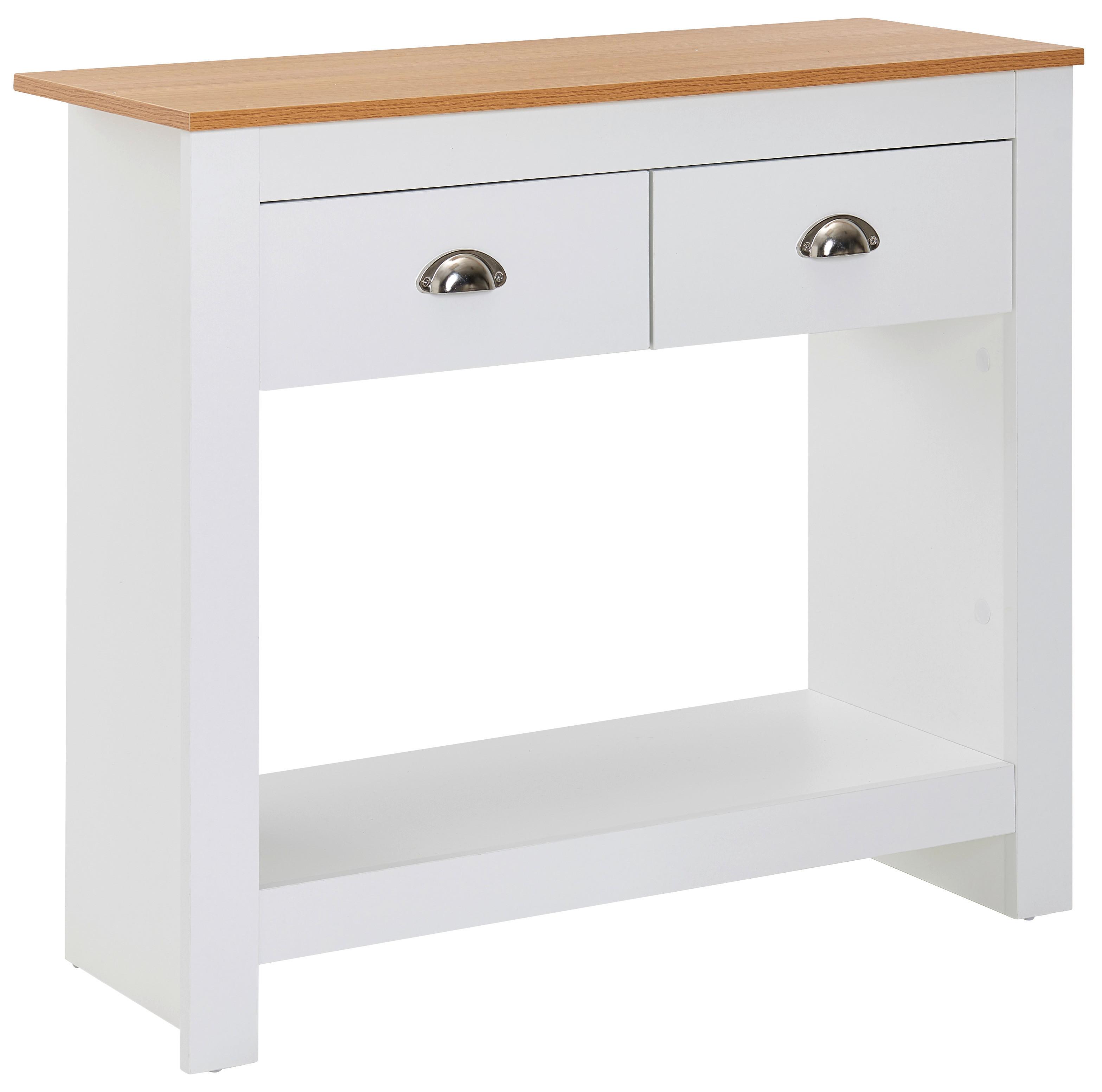 Konzolový stolík biely - biela, Modern, kov/kompozitné drevo (85/35/76cm) - MID.YOU