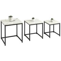 Beistelltisch Marmor-optik 3er-Set Torano, Schwarz/weiß - Schwarz/Weiß, Trend, Holzwerkstoff/Metall (44,5/40/44cm) - MID.YOU