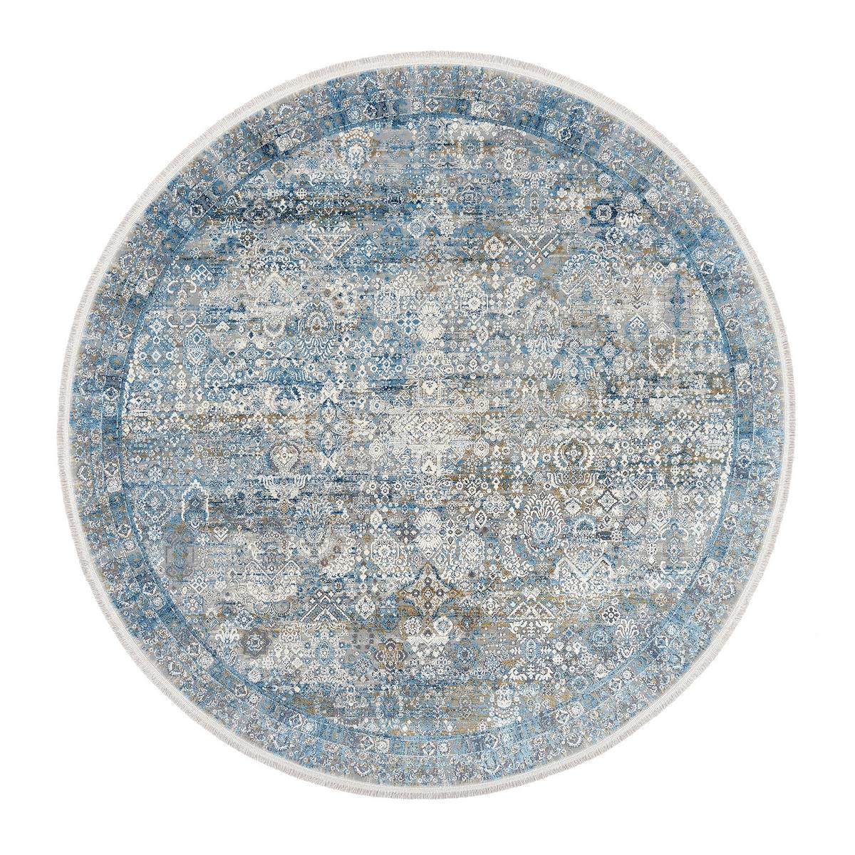 Webteppich Toulon Blau/Grau Rund Ø 200 cm - Blau/Grau, Design, Textil (200cm) - Dieter Knoll