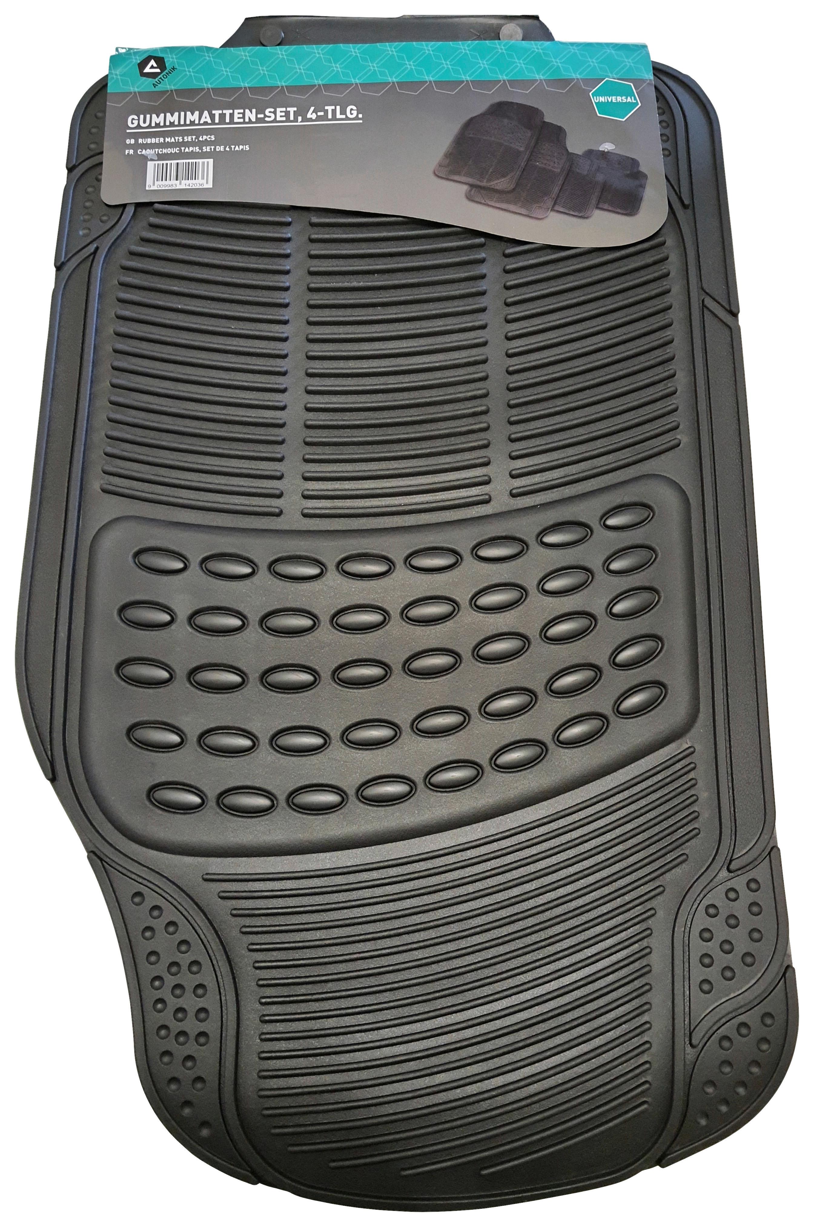 Fußmatten Auto 4-tlg. Kunststoff Bxl 43x73 Cm - Schwarz, MODERN, Kunststoff