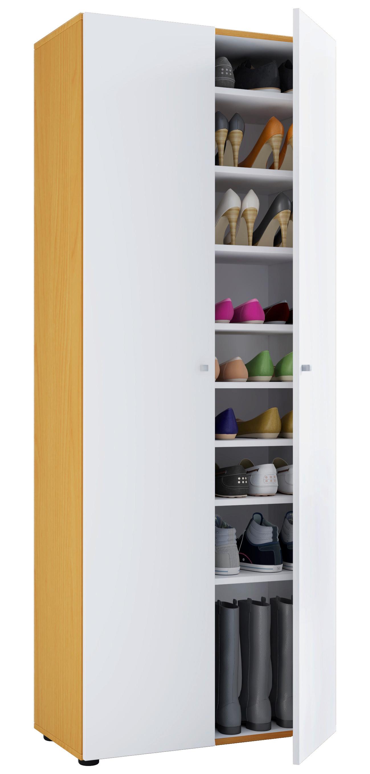 Schuhschrank Vandol Braun/Weiß/Buche Dekor B: 71cm - Buchefarben/Schwarz, Design, Holzwerkstoff (71/180/39cm) - MID.YOU