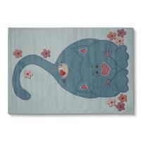 Kinderteppich Katze Blau Lizzy 100x150 cm - Pastellblau, Basics, Textil (100/150cm) - Luca Bessoni