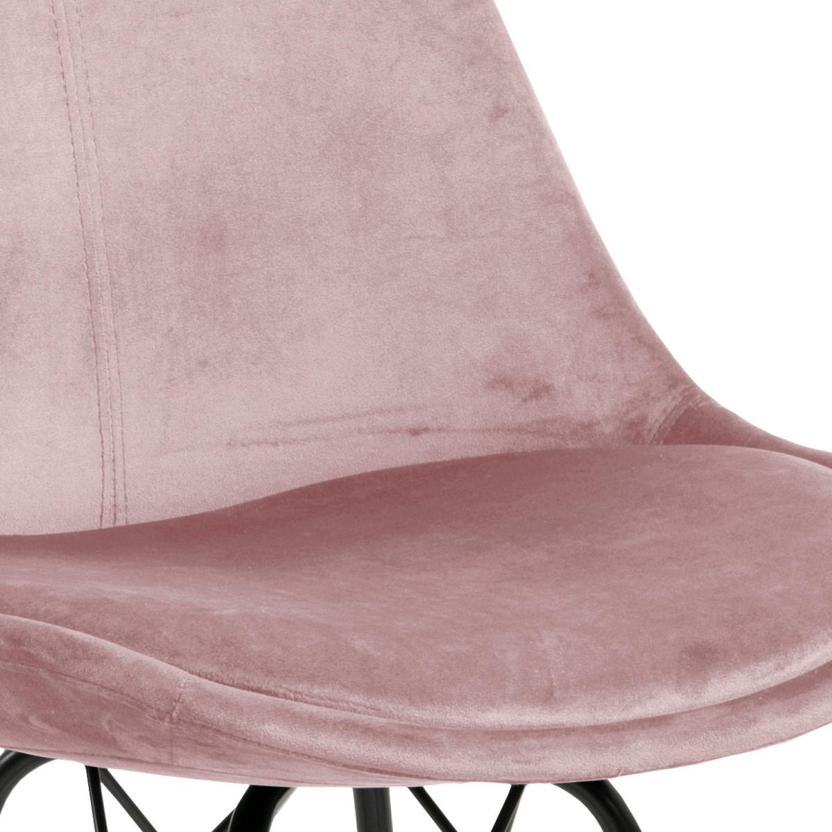 Jídelní židle ERIS samet - starorůžová/černá, Trend, kov/textil (48,5/85,5/54cm) - Carryhome