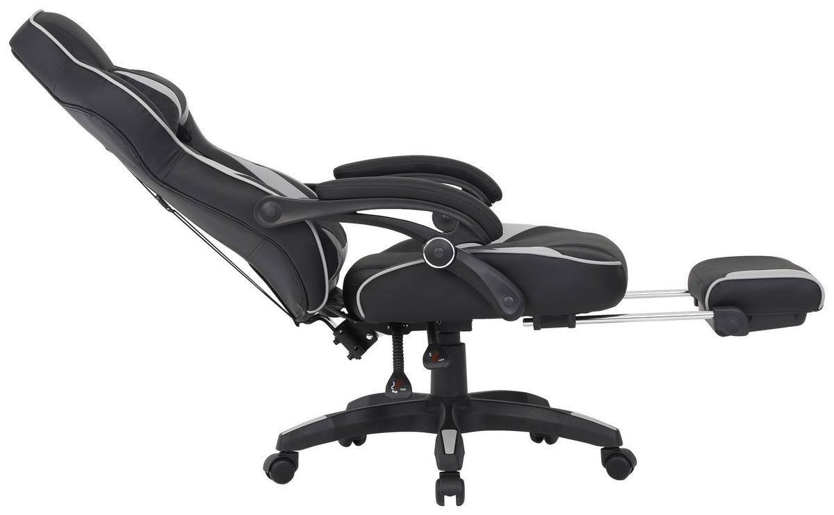 Gamingstuhl Yaira - Schwarz/Grau, LIFESTYLE, Holz/Kunststoff (68,5/116-124/65cm) - Livetastic