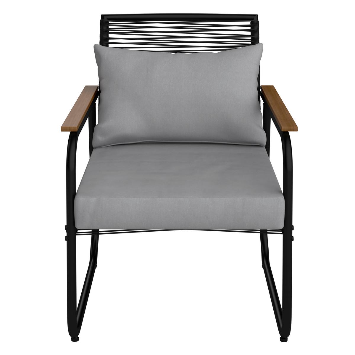 Terasová sedací souprava ELLY - šedá/černá, Moderní, kov/textil (116/77/71cm) - Bessagi Garden