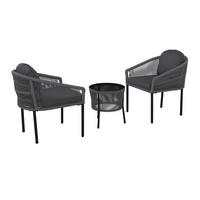 Balkonmöbel Set Capri Metall mit Kissen - Dunkelgrau/Hellgrau, MODERN, Textil/Metall - Beldano