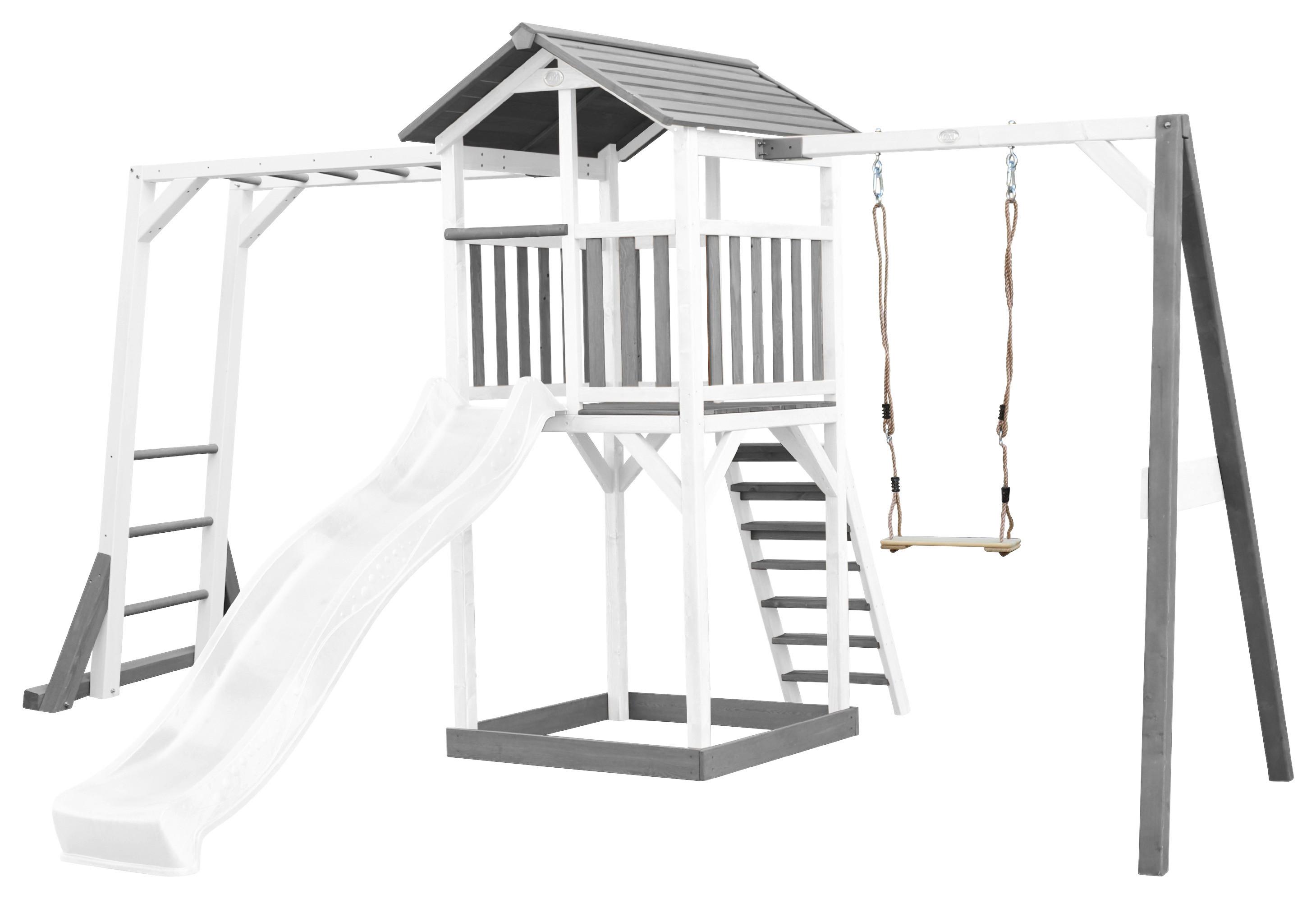 Spielturm A025.131.92 - Weiß/Grau, KONVENTIONELL, Holz/Kunststoff (446/241,9/349cm) - Ambia Garden