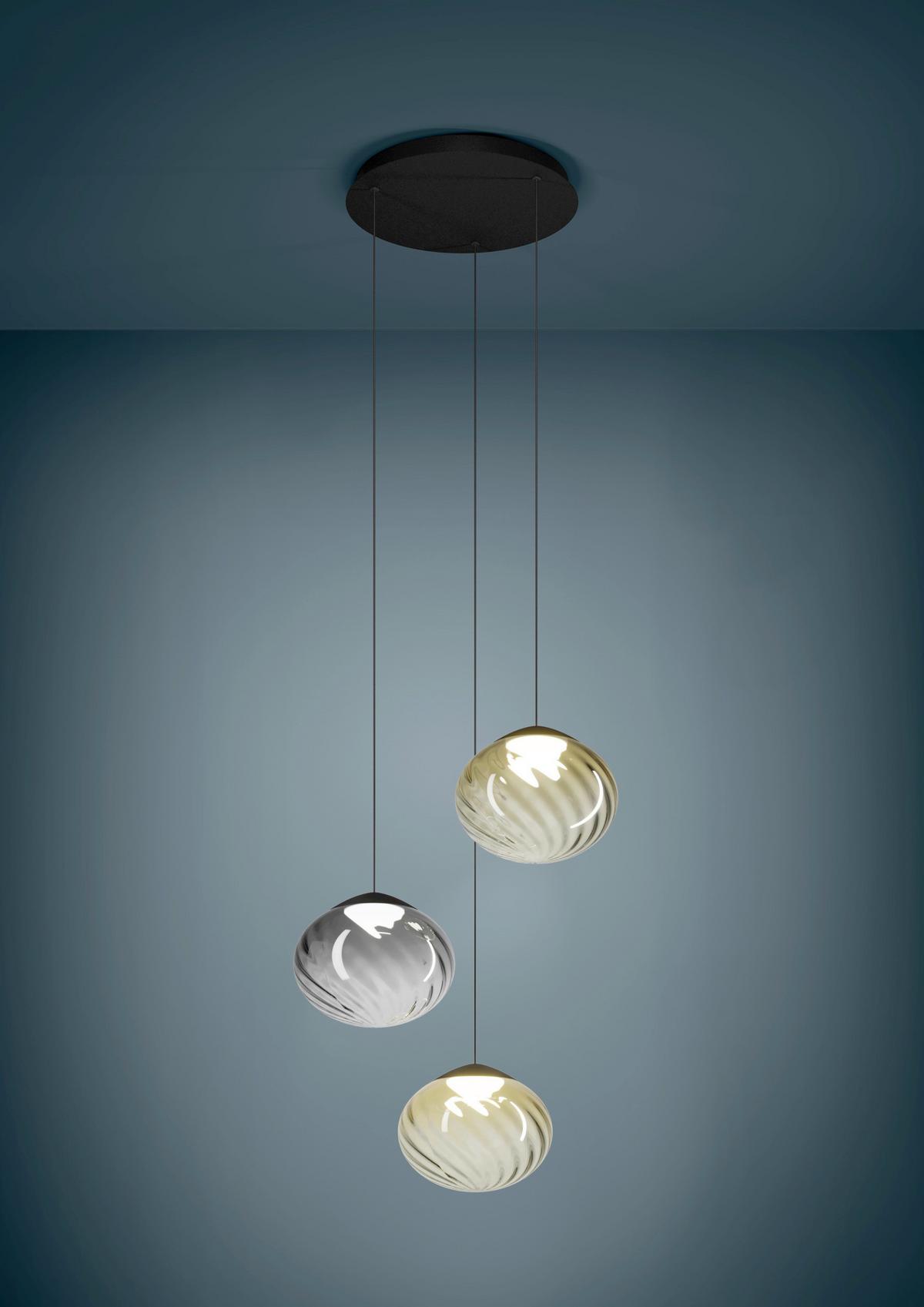 ZÁVESNÉ LED SVIETIDLO PANTOJA - čierna/horčicovožltá, Basics, kov/sklo (52/150cm) - Eglo