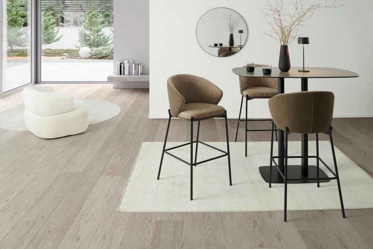 Barhocker Corey Textil Braun B: 53,5 Cm - Schwarz/Braun, MODERN, Textil/Metall (53,5/101/54cm) - MID.YOU