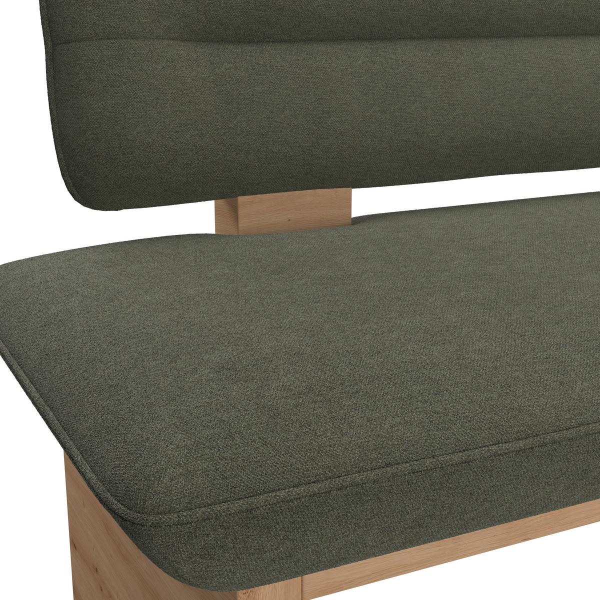Sitzbank Beluna II Webstoff grün, B: 140cm - Eichefarben/Schwarz, KONVENTIONELL, Holzwerkstoff/Textil (140/87/67cm) - James Wood