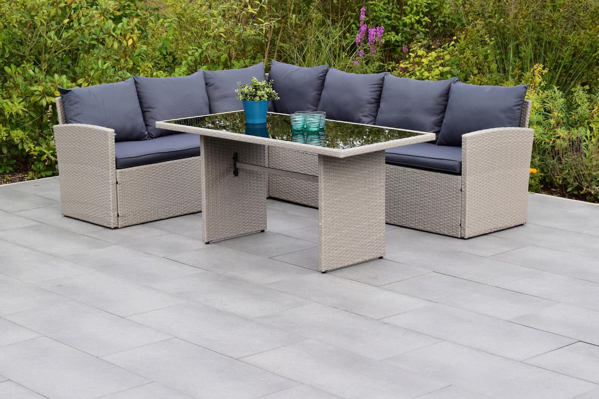 Gartenset Lanzarote - Grau, MODERN, Kunststoff/Textil - Gardenson