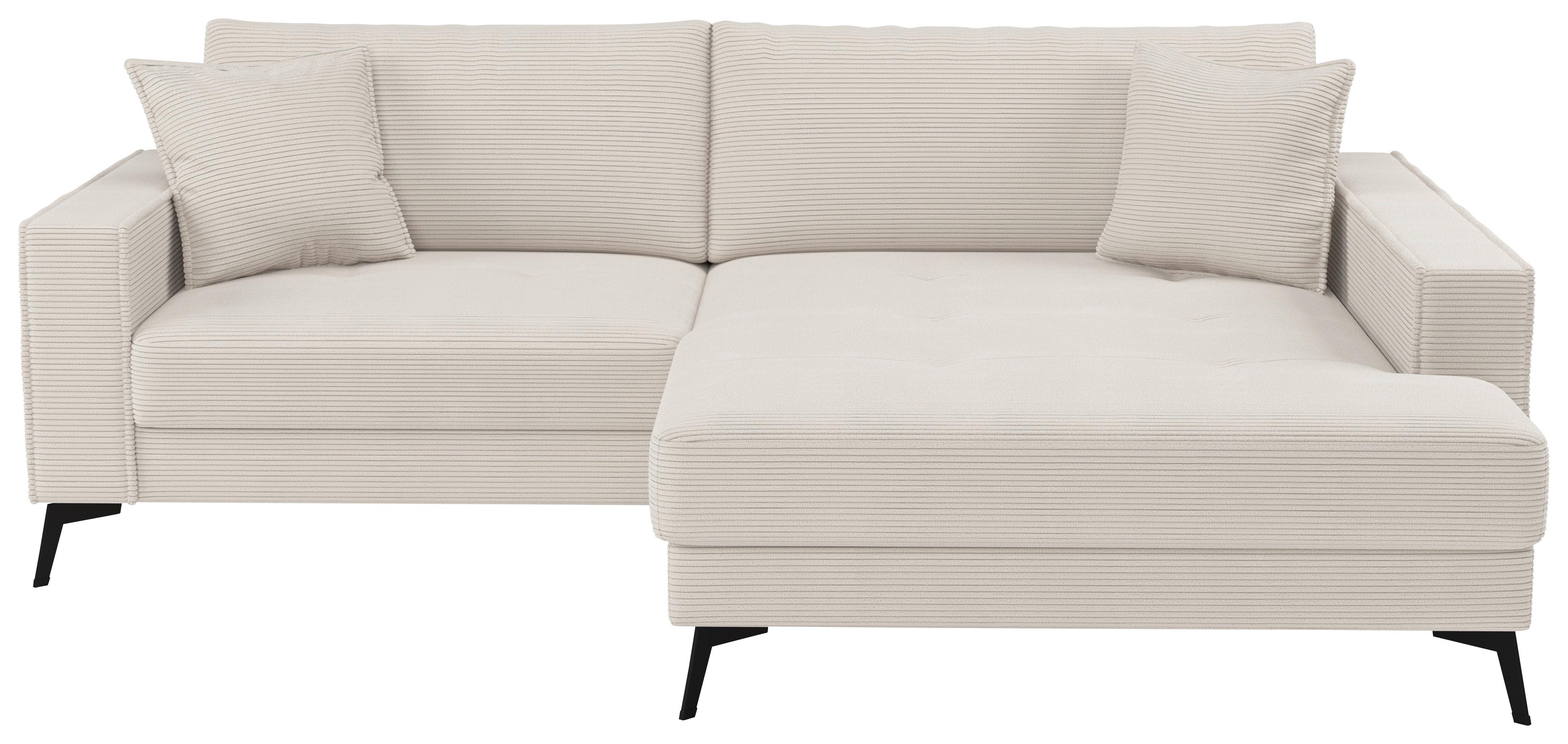 Ecksofa Ted Weiß/beige S: 228x174 Cm - Beige/Schwarz, Trend, Textil (228/174cm)