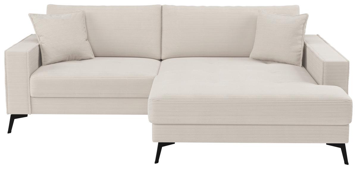 Ecksofa Ted Weiß/beige S: 228x174 Cm - Beige/Schwarz, Trend, Textil (228/174cm)