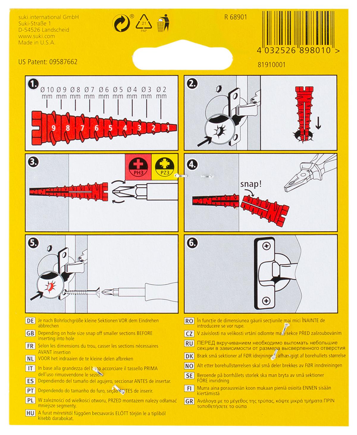 Dübel-Set Screw It Again 4--Teilig. Ø 2-10 mm für Holz - Rot, Basics, Kunststoff (2/11,4/14cm) - Suki